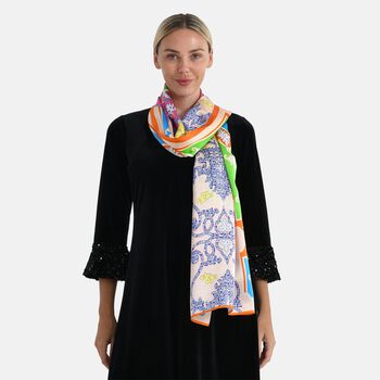 LA MAREY Signature Seidenschal aus 100% Maulbeerseide, 55 x 170 cm, Mehrfarbig