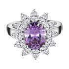 Amethyst und wei&szlig;er Zirkonia-Ring, Ionenbeschichtetes Messing (Gr&ouml;&szlig;e 17.00) ca. 7,26 ct