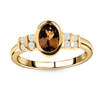 Nat&uuml;rlicher, goldener Tansanit und Zirkon-Ring - 1,02 ct.