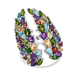 GP Kollektion - Roter Granat, Natürlicher Chromdiopsid Ring 925 Silber rhodiniert (Größe 19.00) ca. 6.97 ct