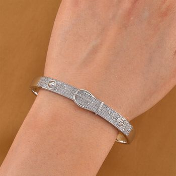 Wei&szlig;er Zirkonia Armreif ca. 19 cm Nickelfreies Messing