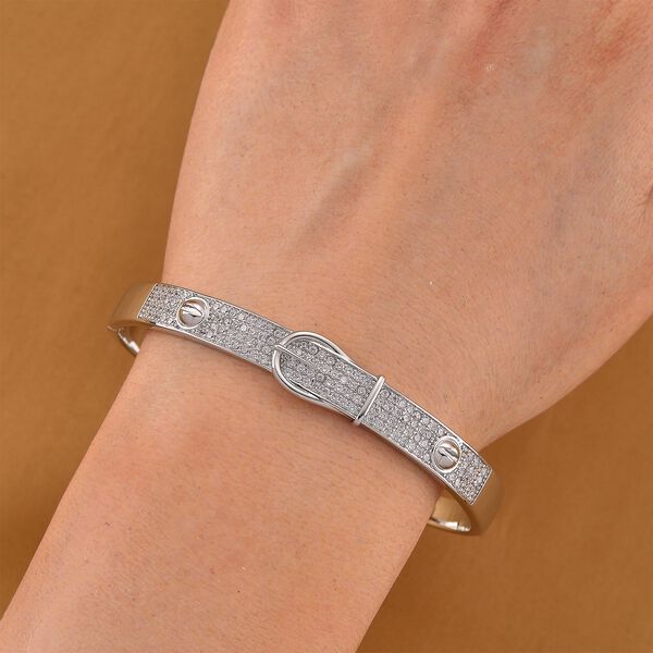 Weißer Zirkonia Armreif ca. 19 cm Nickelfreies Messing Standard image number 2