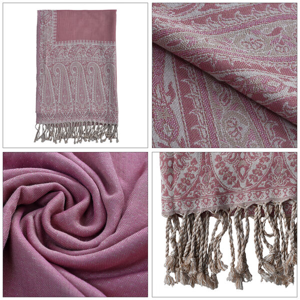 Gewebter Viskose Jamawar Schal, pink image number 8