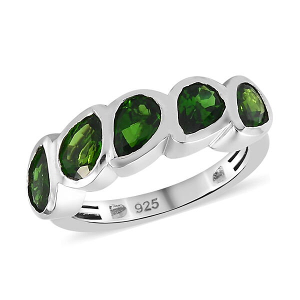 Natürlicher Chromdiopsid 5 Stein 925 Silber platiniert  ca. 2,32 ct image number 4