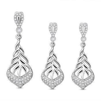 Lustro Stella Wei&szlig;er Zirkonia Schmuckset 925 Silber rhodiniert 1.51 ct