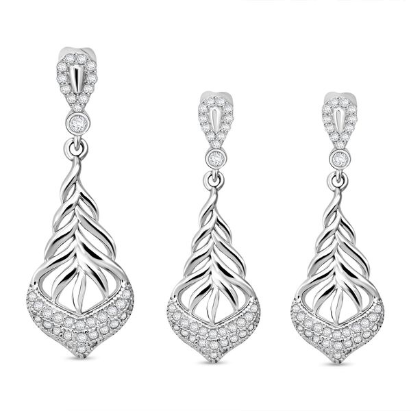 Lustro Stella Wei&szlig;er Zirkonia Schmuckset 925 Silber rhodiniert 1.51 ct