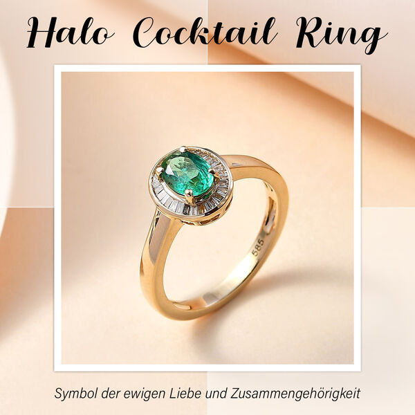 AAAA Kagem sambischer Smaragd und Diamant Ring in 585 Gold - 0,88 ct. image number 2