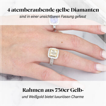 ILIANA VS nat&uuml;rlicher gelber und I1-I2 wei&szlig;er Diamant-Ring - 2,25 ct.