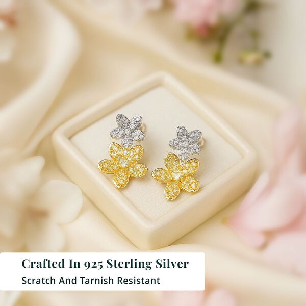 LUXURIANT DIAMOND - Lab Grown Gelb Diamant VS-EF, Lab Grown Diamant Ohrringe 925 Silber Rhodiniert ca. 0,49 ct. image number 2