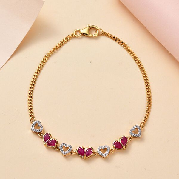 Montepuez Rubin und Zirkon Armband, 19 cm - 1,85 ct. image number 2