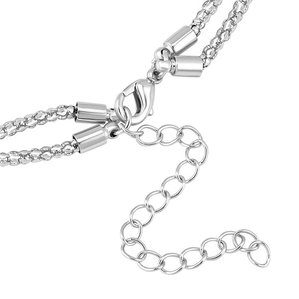 2er-Set - wei&szlig;e Kristall-Halskette in Silberton, 50 cm image number 4