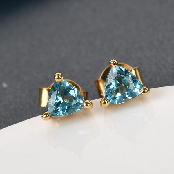 Blaue Apatit Ohrstecker 925 Silber platiniert ca. 0,89 ct image number 7