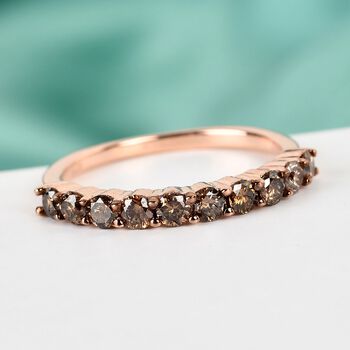 Champagner Diamant Half Eternity Ring 925 Silber Rose Gold Vermeil