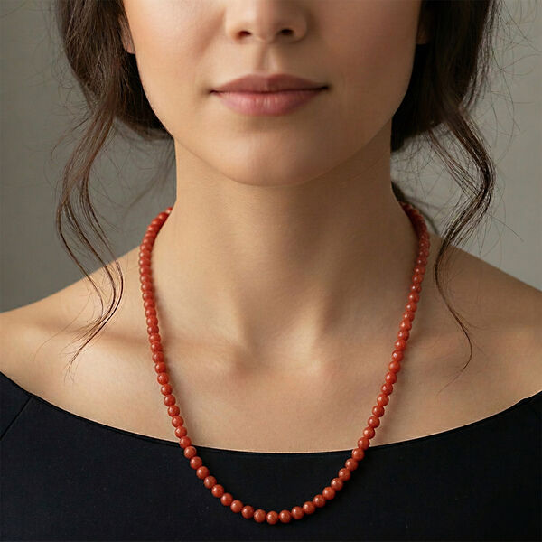 Rote Jade 45+5cm Halskette - 80 ct. image number 2