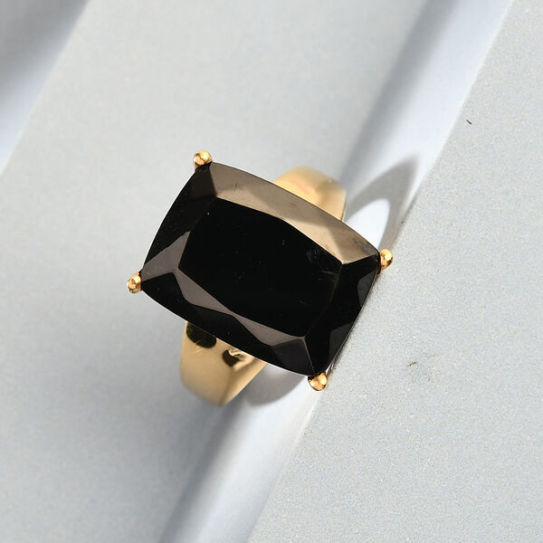 Elite Shungit und Zirkon Solit&auml;r Ring 925 Silber vergoldet  ca. 6,95 ct image number 2