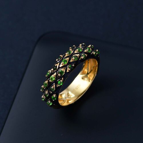 GP Trionfo Kollektion - Kanchanaburi Blauer Saphir, Natürlicher Chromdiopsid Ring 925 Silber 750 Gelbgold Vermeil (Größe 17.00) ca. 0,48 ct image number 1