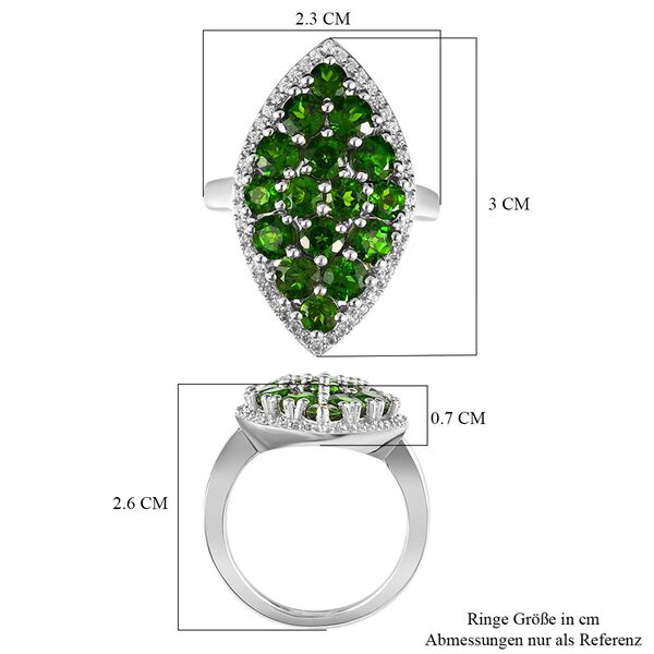 Nat&uuml;rlicher Chromdiopsid-Ring, 925 Silber platiniert (Gr&ouml;&szlig;e 17.00) ca. 4.54 ct image number 7