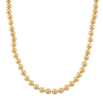 Goldene Muschelkernperle (9-11 mm) Halskette ca. 60 cm 316L Edelstahl