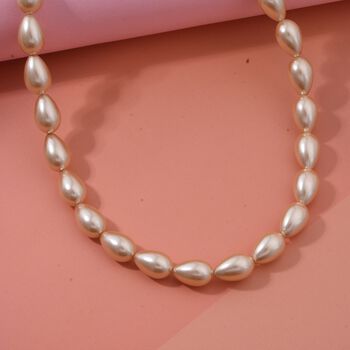 Goldene Muschelkernperle Halskette ca. 45 cm, 925 Silber