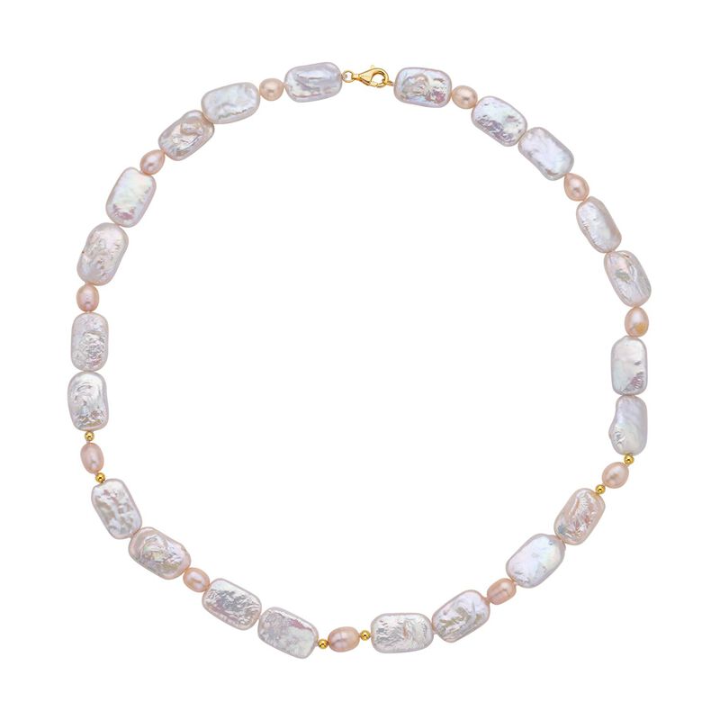 Weiße Biwa-Perle und lila Süßwasser Perlen-Halskette, 50 cm - 217 ct. image number 0