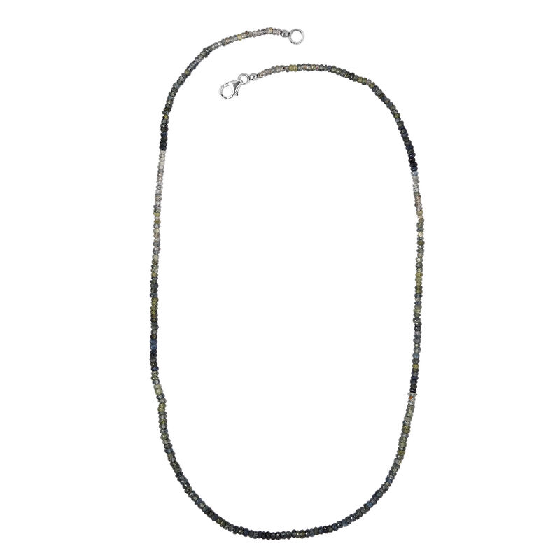Natürliche Parti-Saphir-Halskette, 50 cm, 925 Silber platiniert, 49,00 ct. image number 0