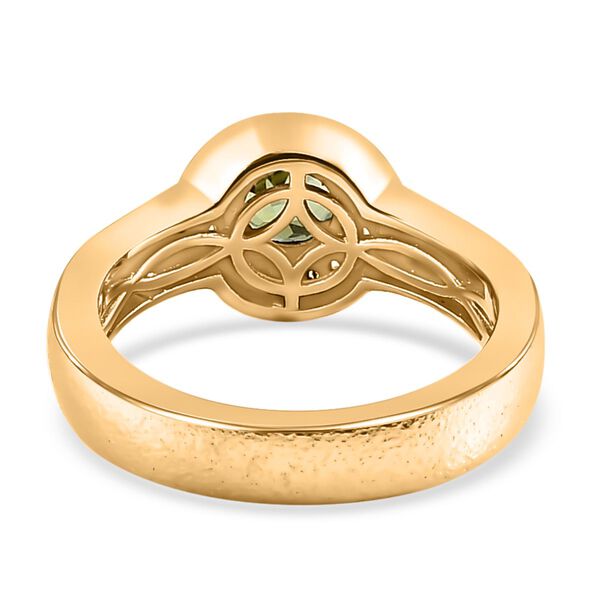 Nat&uuml;rlicher AA Calabar-Turmalin, Wei&szlig;er Zirkon Ring, 925 Silber Gelbgold Vermeil (Gr&ouml;&szlig;e 17.00) ca. 0.84 ct image number 6