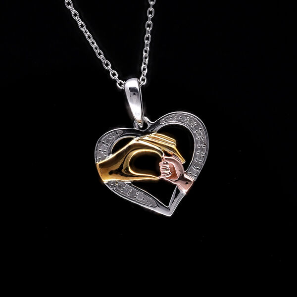 Herz-Anh&auml;nger mit Kette in Dreifach-Ton, 45 cm image number 3