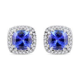 RHAPSODY AAAA Tansanit und VS-EF Diamant Ohrringe in 950 Platin - 2,35 ct.