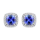 AAAA Tansanit, Weißer Diamant Ohrringe 950 Platin ca. 2,35 ct.