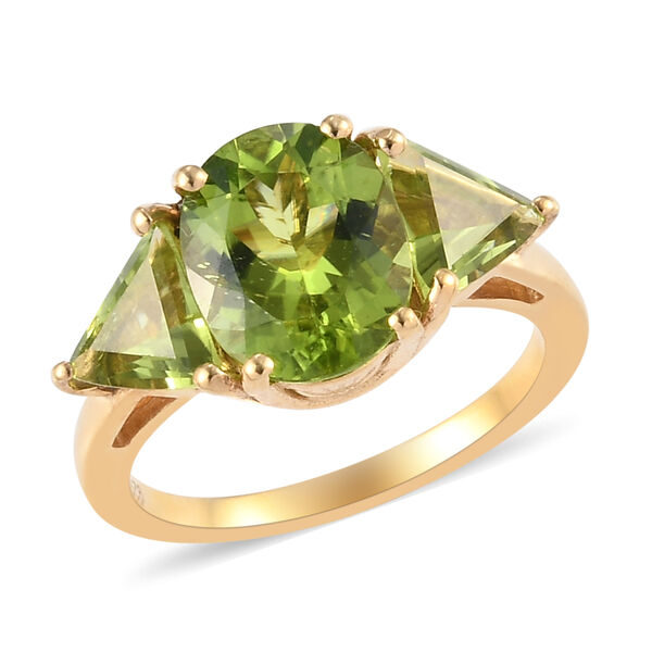 Nat&uuml;rlicher Peridot Ring 925 Silber vergoldet  ca. 3,81 ct image number 4