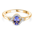 Tansanit, Weißer Zirkon Ring 925 Silber 750 Gelbgold Vermeil (Größe 20.00) ca. 0,65 ct