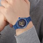 GENOA Automatik-Uhr: Blau Ausgehöhltes Sonnenstrahl-Zifferblatt und Edelstahlarmband, 10.25 cm image number 2