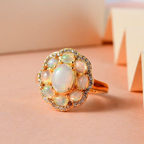 AA Natürlicher, äthiopischer Welo Opal und Zirkon-Ring - 2,11 ct. image number 2