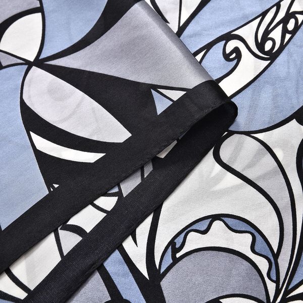 LA MAREY 100% Maulbeeren-Seidenschal, Satin, Blau image number 3