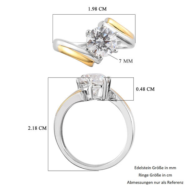LUSTRO STELLA Hergestellt mit ZIRKONIA Solitär-Ring 925 Silber zweifarbige Überzug image number 4
