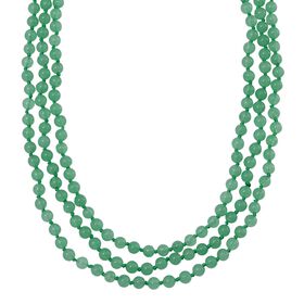 Dreilagige grüne Aventurin-Halskette, 150cm - 375 ct.
