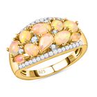 Natürlicher Äthiopischer Opal und Zirkon Cluster Ring 925 Silber Gelbgold Vermeil image number 5