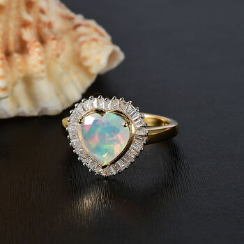 AA Nat&uuml;rlicher, &auml;thiopischer Welo Opal und Moissanit Ring - 2,45 ct.