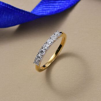 LUXURIANT SI-GH Labor Diamant Ring, 925 Silber 750 Gelbgold Vermeil - 0,50 ct.