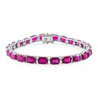 Afrikanisches Rubin (Fissure gefüllt) Armband ca. 19 cm 925 Silber rhodiniert ca. 33.60 ct