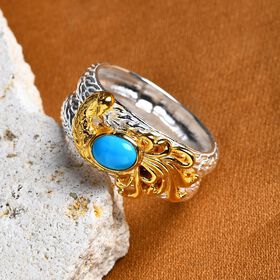 Royal Bali Kollektion- Amerikanischer natürlicher Sleeping Beauty Türkis Pfau Ring - 0,83 ct.