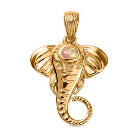 AA Natürlicher, äthiopischer Welo Opal Anhänger 925 Silber 750 Gelb Vergoldet ca. 0,12 ct.