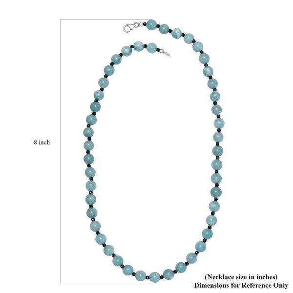 Nat&uuml;rliche milchige Aquamarin und schwarze Spinell-Halskette, 50cm - 190 ct. image number 5
