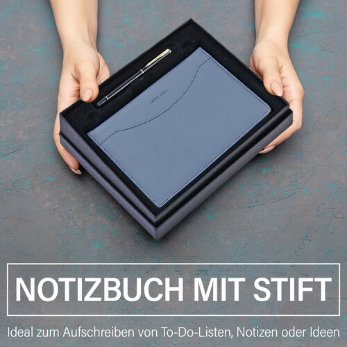 Notizbuch mit Kugelschreiber, Blau image number 1