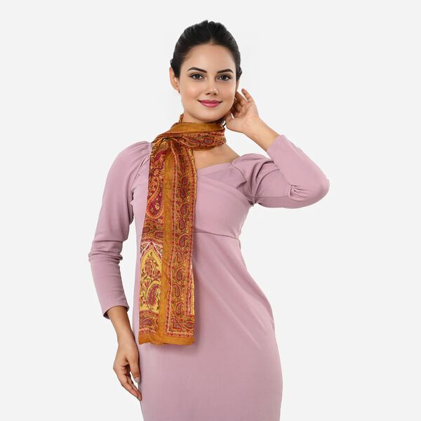 LA MAREY Seidenschal 100% Seide 50 x 170 cm Gelb