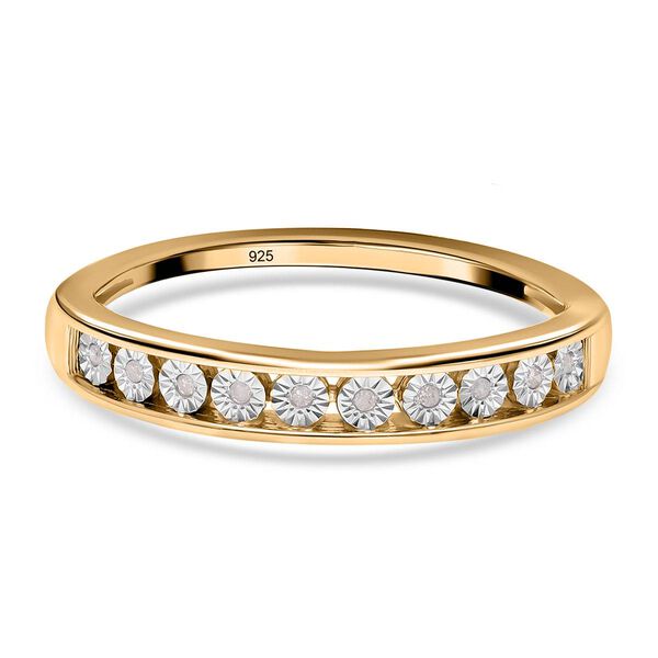 Half Eternity Diamant Ring, 925 Silber mit Gelbgold Vermeil image number 2