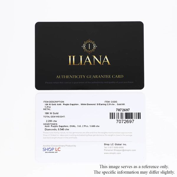 ILIANA AAA lila Saphir und SI GH Diamant Ohrringe in 750 Weißgold - 2,20 ct. image number 6