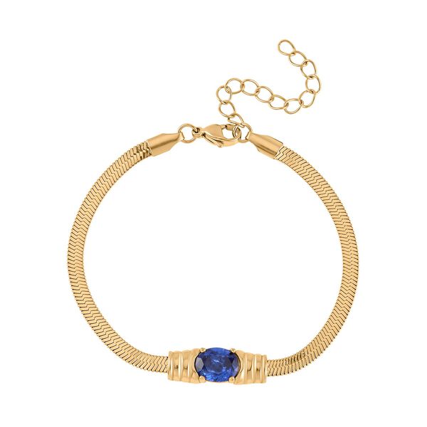 2-teiliges Schmuckset, Halskette und Armband mit Blauer Kristallen, 316L Edelstahl und goldfarben image number 6