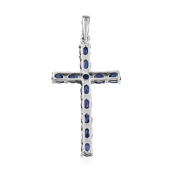 Masoala Saphir Kreuz-Anh&auml;nger, (Fissure gef&uuml;llt), 925 Silber platiniert ca. 3,00 ct image number 5