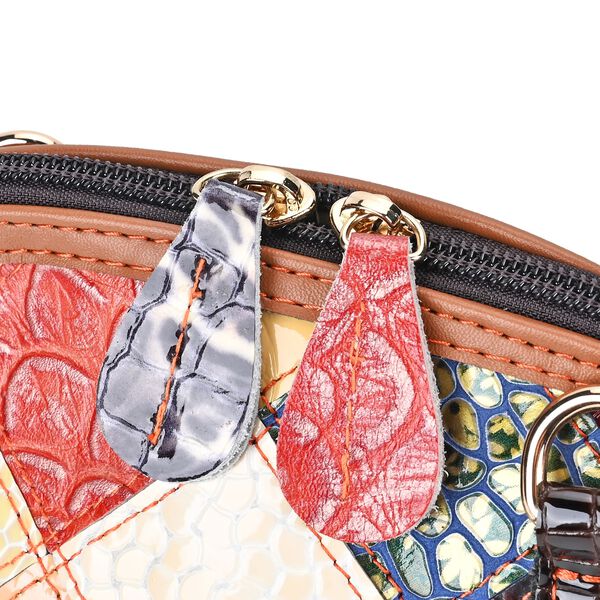 Chaos by Elsie- Echtleder Umhängetasche mit RFID-Schutz und Kroko-Prägung, Rautenmuster, 19x11x20cm image number 9